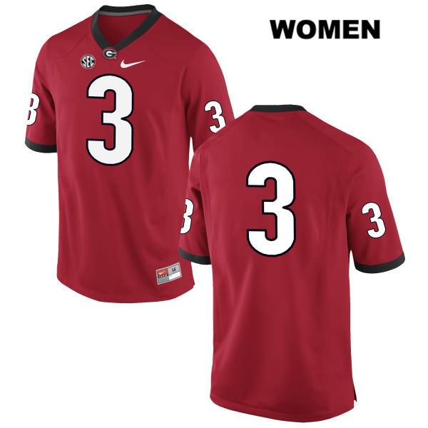 Georgia Bulldogs Women's Zamir White #3 NCAA No Name Authentic Red Nike Stitched College Football Jersey BOE8856QO